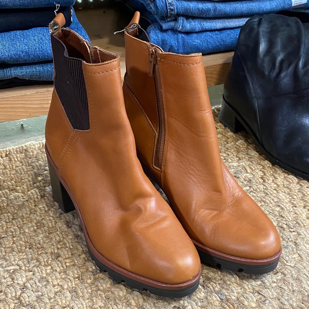 Naturalizer Verney Leather Ankle Boots Cognac Brown Women’s